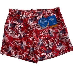 COLUMBIA WOMEN’S LARGE WATER SHORT IN RED SPARK FIREWORK FISHIN’ PATTERN